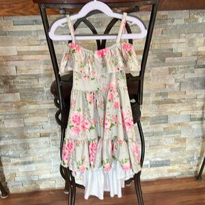 🆑FINAL PRICE‼️ Girls beautiful green and pink floral high low dress